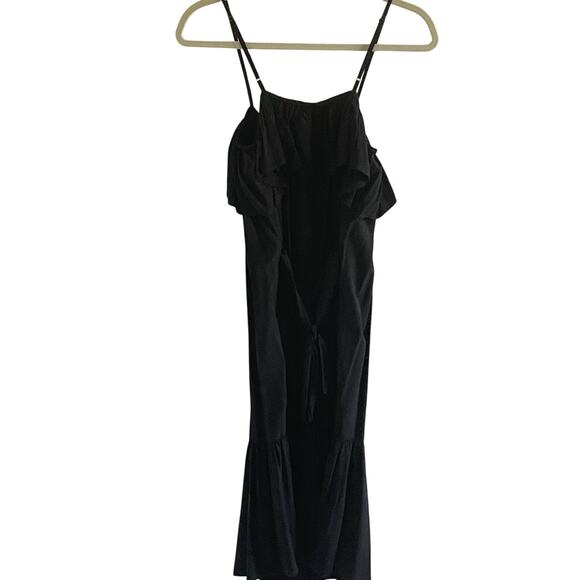 GAP Black Button Front Ruffle Sleeveless Midi Dress New Medium - Picture 6 of 7